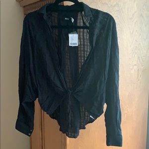 NWT Urban Outfitters Linen Tie Front Top